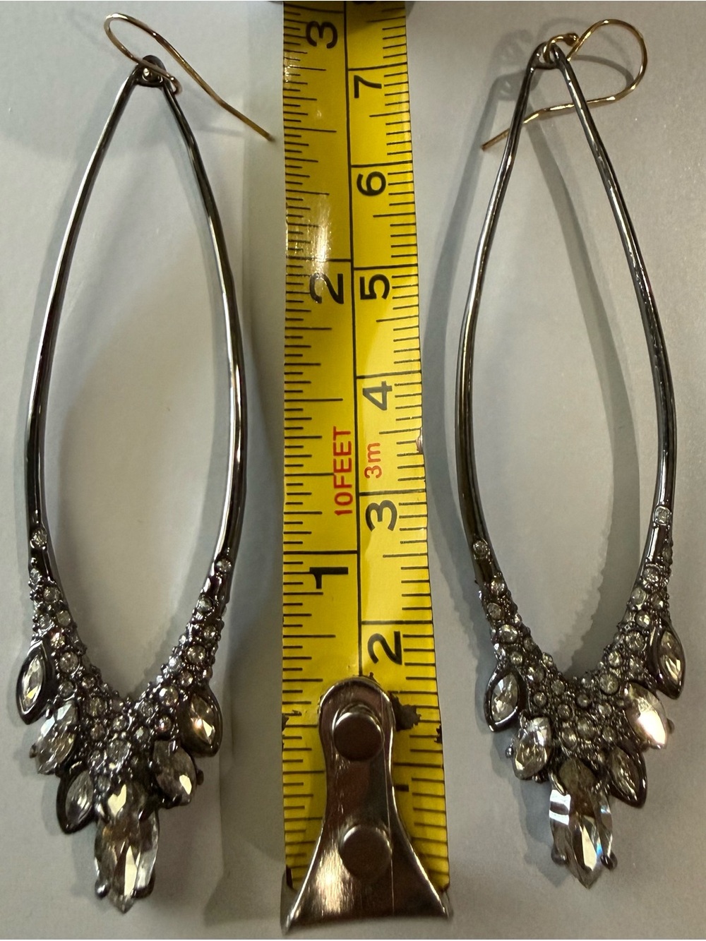 Rare Authentic Alexis Bittar Crystal Open Teardrop Earrings - Picture 5 of 8